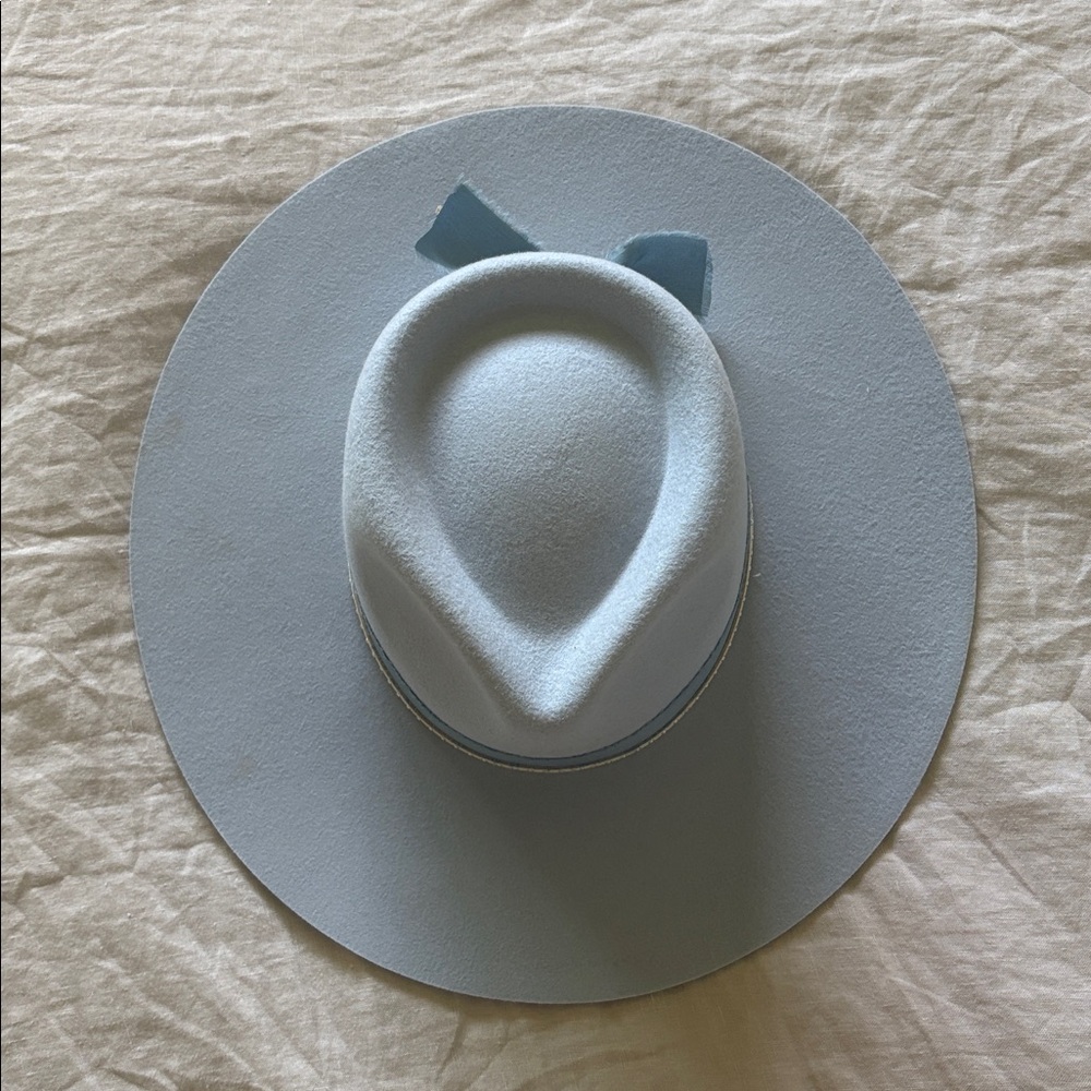 Wyeth Light Blue Wide Brim Hat with Bow